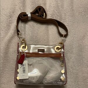 *Tags Gone. Used Once * Hammitt Transparent Crossbody Bag Brown and Gold Accents